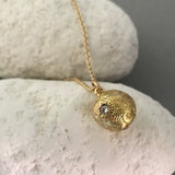 Golden Coccolithophore Pendant with Diamond