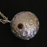 Large Silver Coccolithophore Pendant with Garnet