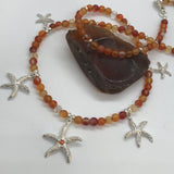 Carnelian Beaded Starfish Necklace