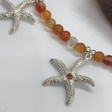 Carnelian Beaded Starfish Necklace