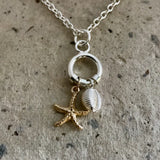 Cowrie and Starfish Circle Pendant & Chain