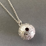 Large Silver Coccolithophore Pendant with Garnet