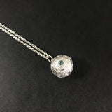 Large Silver Coccolithophore Pendant with Aquamarine