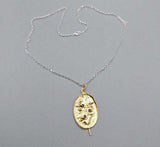 Honesty Seed Pod Gemstone Pendant with chain