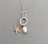 Cowrie and Starfish Circle Pendant & Chain