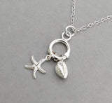 Cowrie and Starfish Circle Pendant & Chain
