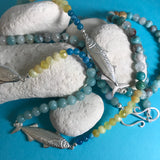 Fish & Bead Necklace - aqua