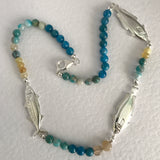Fish & Bead Necklace - aqua
