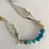 Fish & Bead Necklace - aqua