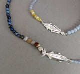 Fish & Bead Necklace - blue