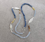 Fish & Bead Necklace - blue