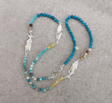 Fish & Bead Necklace - aqua