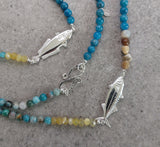 Fish & Bead Necklace - aqua
