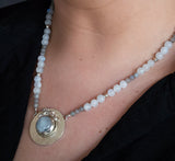 Hare & Moonstone Pendant with Beaded Necklace