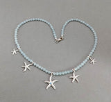 Aquamarine Beaded Starfish Necklace