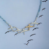 Geese Necklace -aquamarine