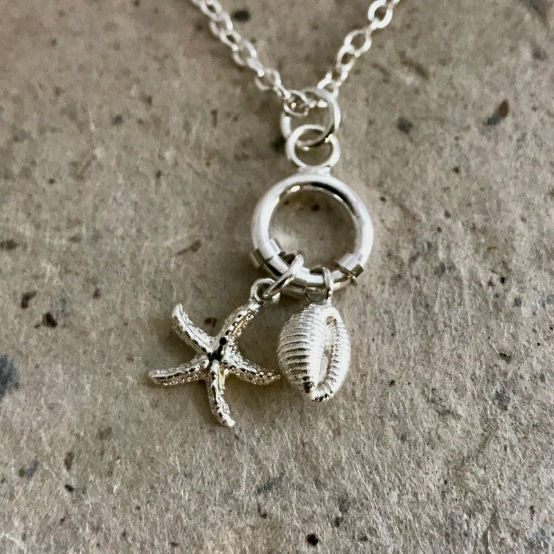 Cowrie and Starfish Circle Pendant & Chain