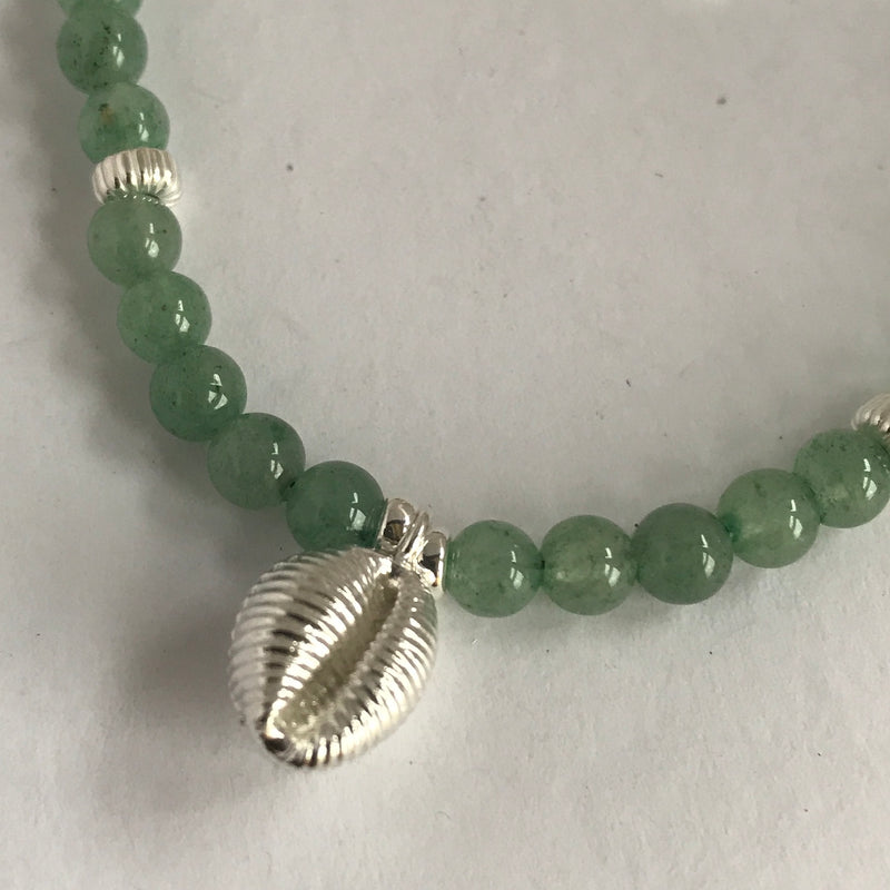 Cowrie, Aventurine & Sterling Silver Necklace