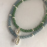 Cowrie, Aventurine & Sterling Silver Necklace