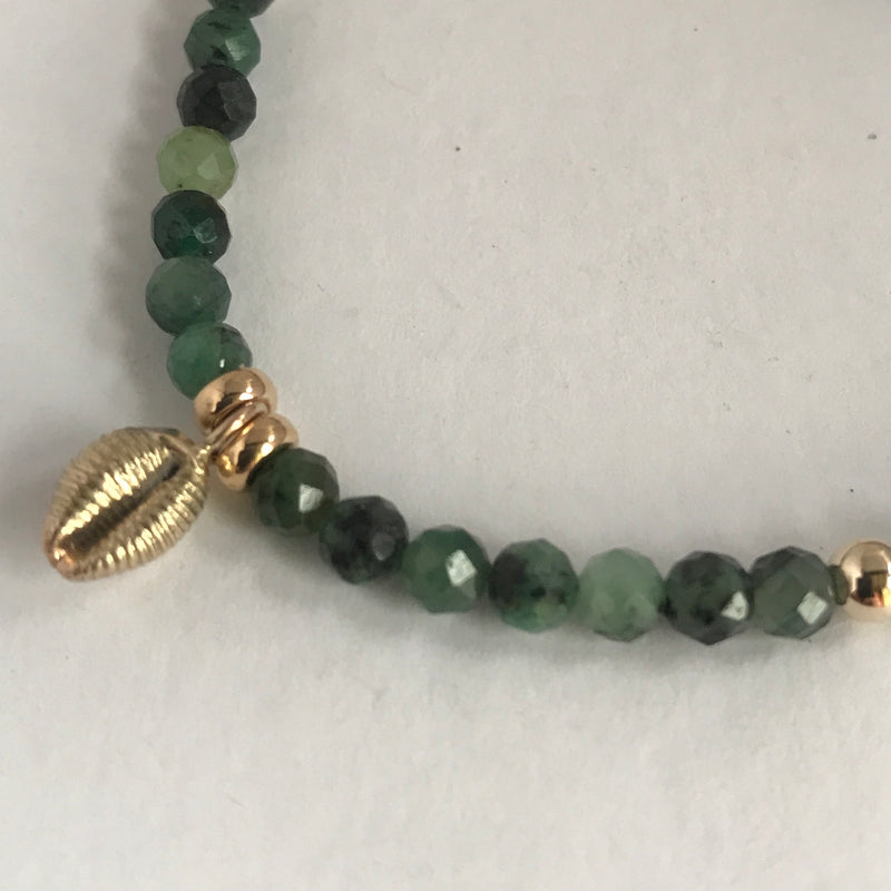 Gold Cowrie & Emerald Necklace