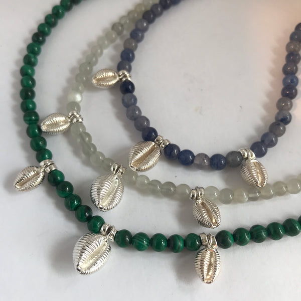 Three Cowrie Beaded Necklace