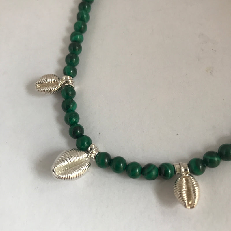 Three Cowrie Beaded Necklace