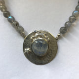 Hare & Moonstone Pendant with Beaded Necklace