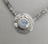 Hare & Moonstone Pendant with Beaded Necklace
