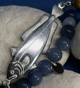 Fish & Bead Necklace - blue