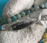 Fish & Bead Necklace - aqua