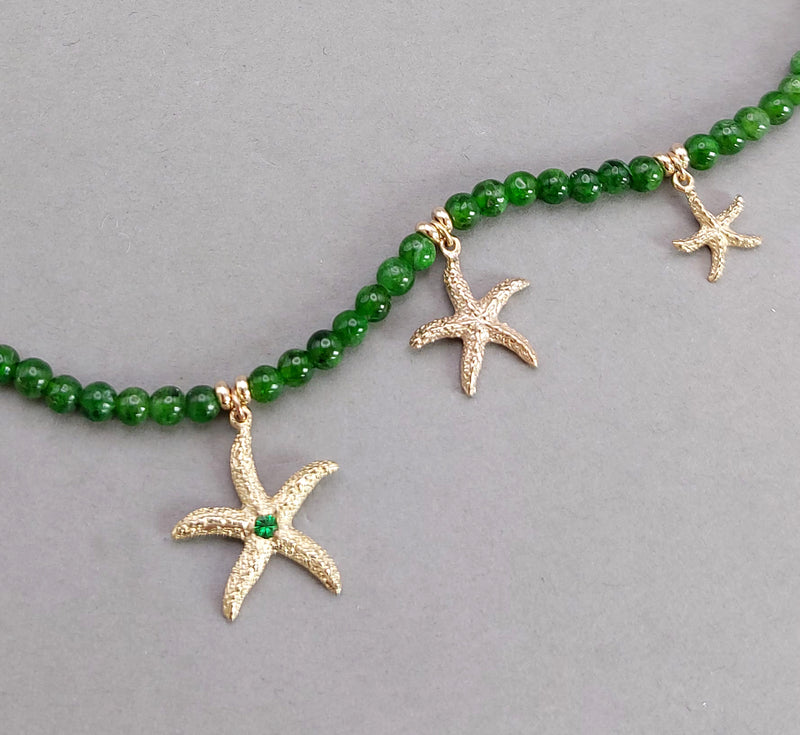 Chrome Diopside Beaded Starfish Necklace