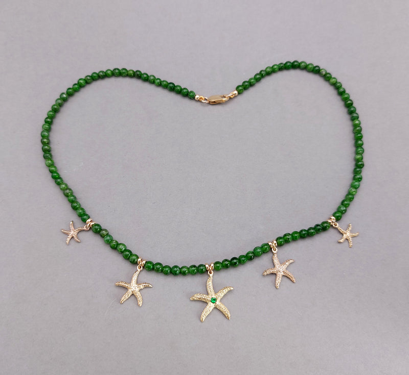Chrome Diopside Beaded Starfish Necklace